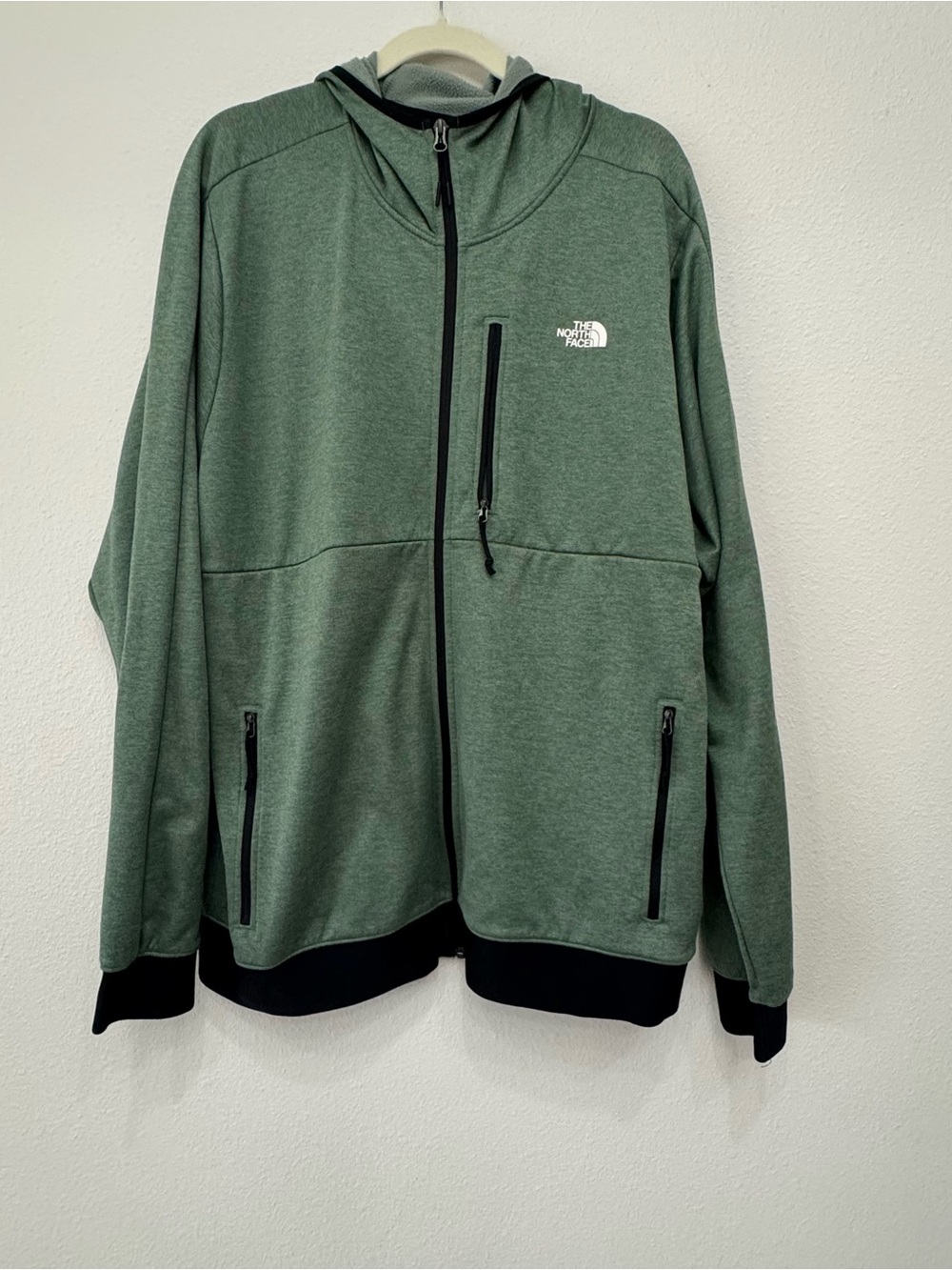 The North Face Mens Full Zip Performance Fleece Hoodie Jacket Green Sz XXL